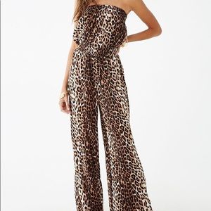 Leopard Print Strapless jumpsuit